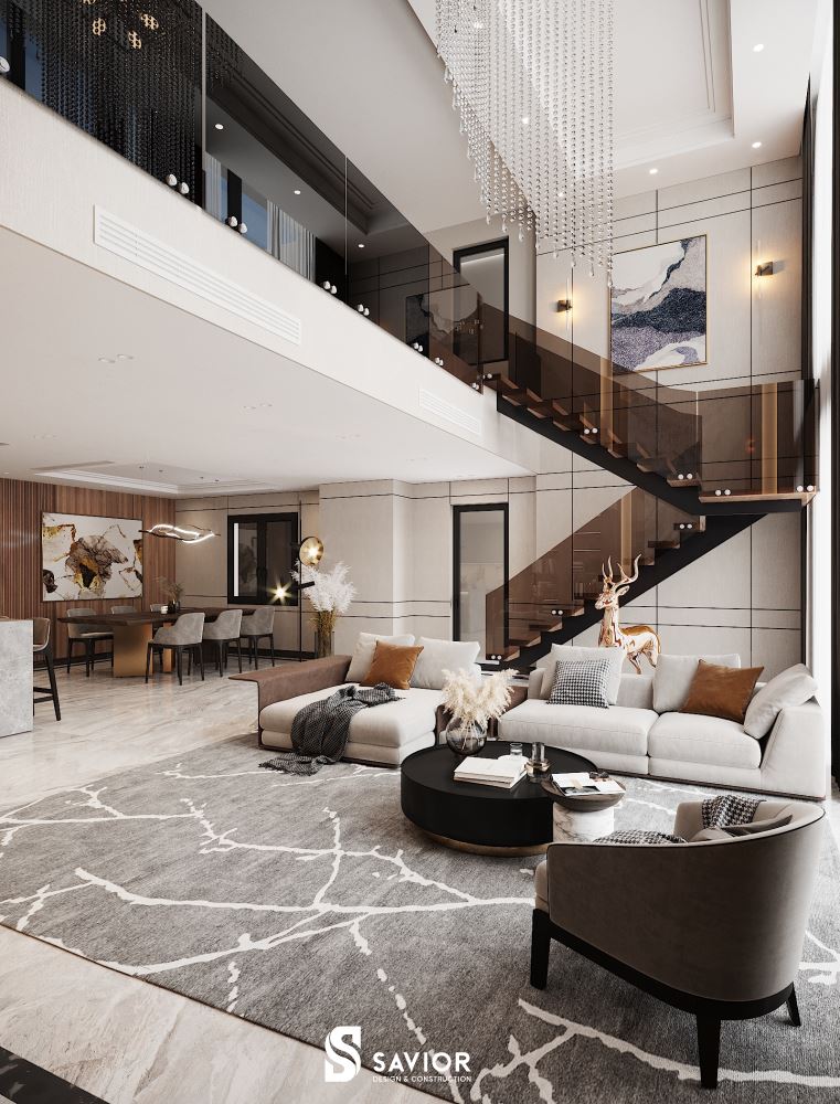 Phòng khách rộng rãi, hiện đại và tiện nghi