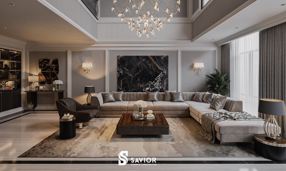 Nội thất phòng khách Duplex siêu sang trọng