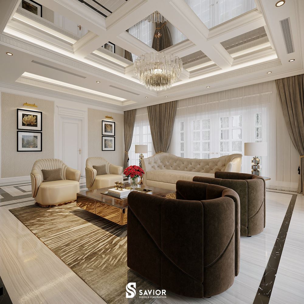 Mẫu phòng khách tân cổ điển