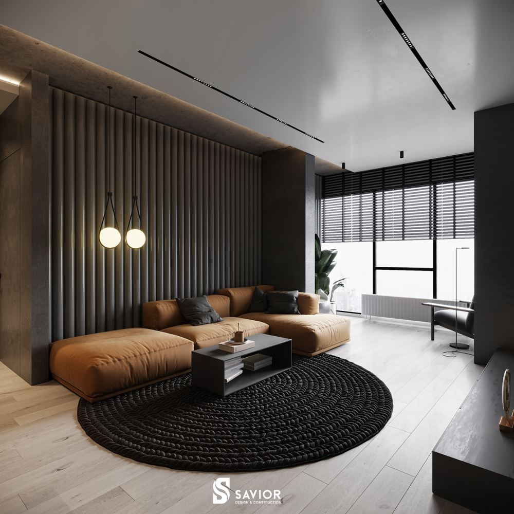 Ánh sáng trong phòng khách kết hợp giữa tự nhiên và nhân tạo