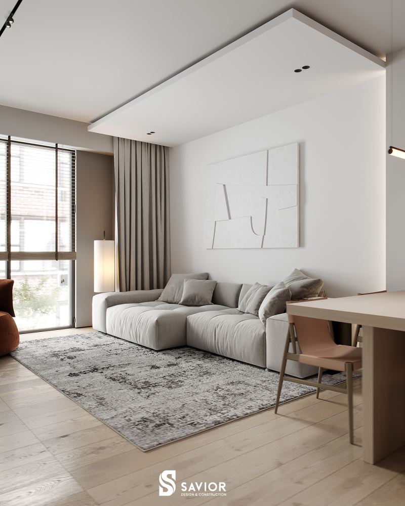 Mẫu phòng khách nội thất 20m2 hiện đại, tinh tế