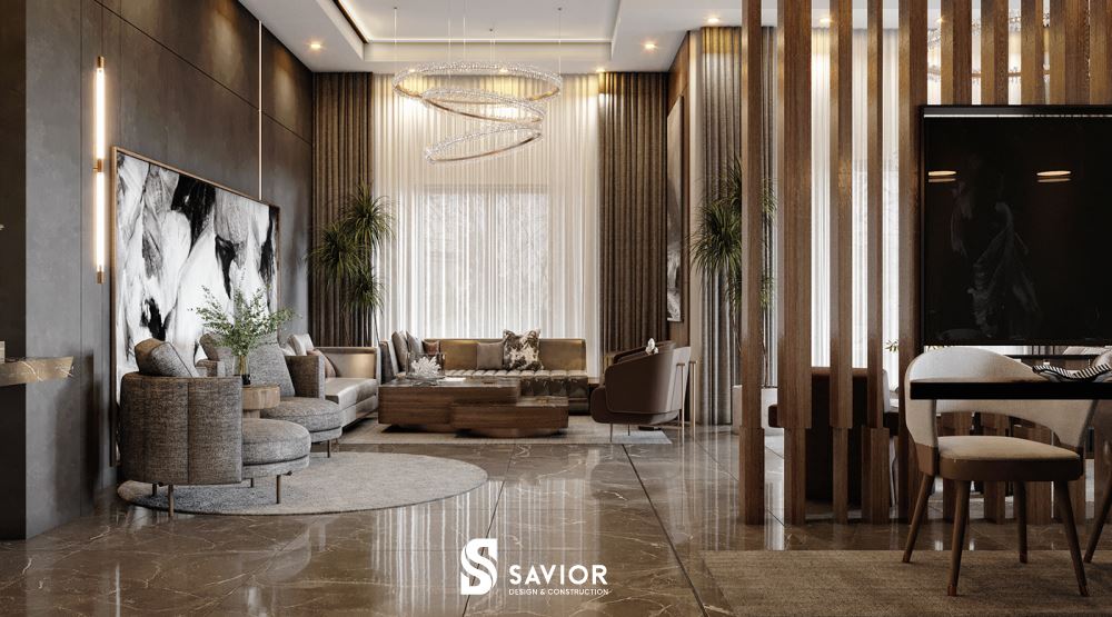 Mẫu nội thất phòng khách 30m2 sang trọng