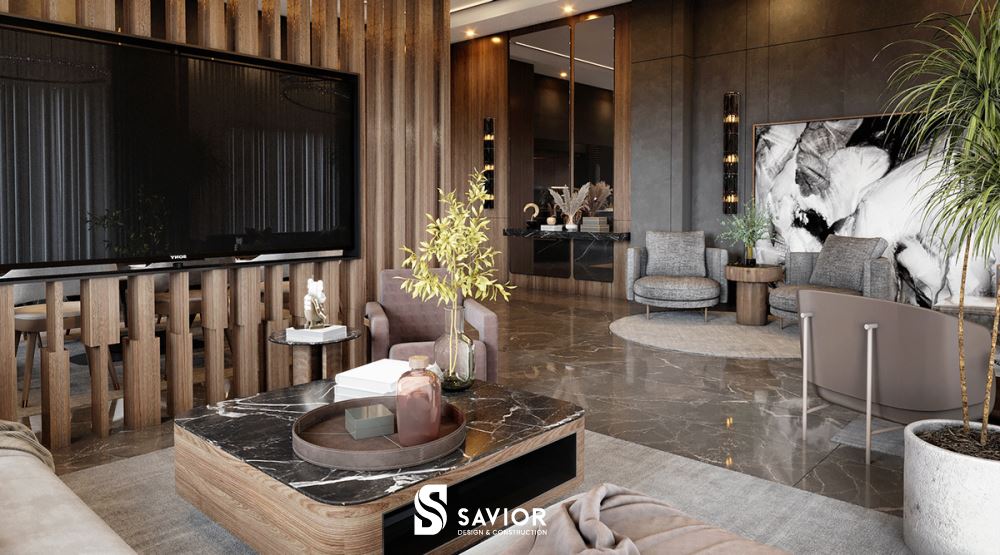 Nội thất phòng khách bài trí thanh lịch, tinh tế