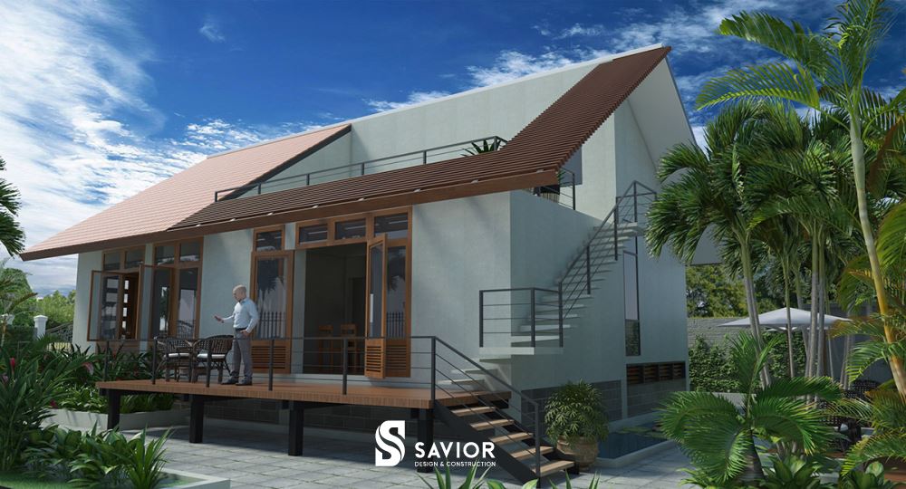 Thiết kế mái tum độc đáo của căn biệt thự vườn 1 tầng