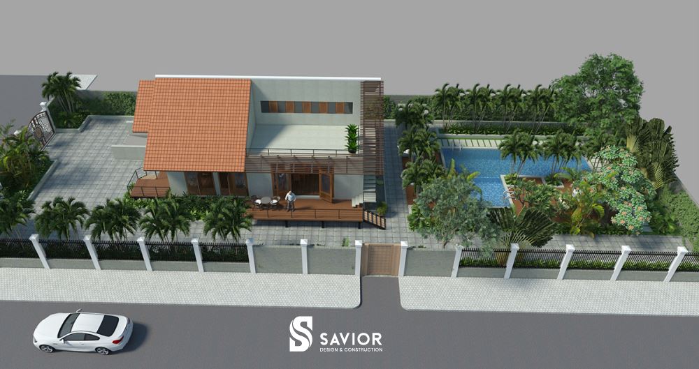 Góc nhìn tổng thể toàn bộ căn biệt thự 