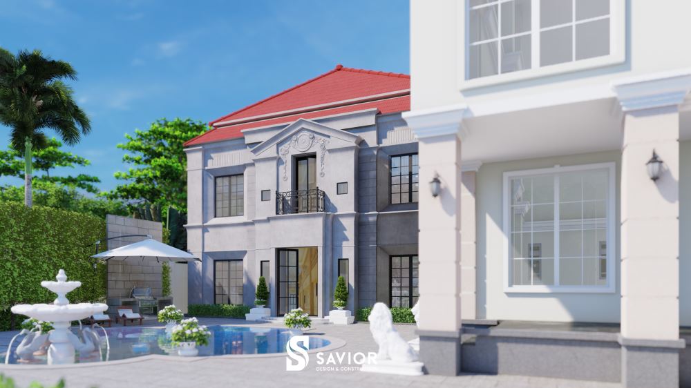 Mẫu nhà biệt thự 2 tầng kiểu Pháp sang trọng, thư thái tạo không gian sống lý tưởng