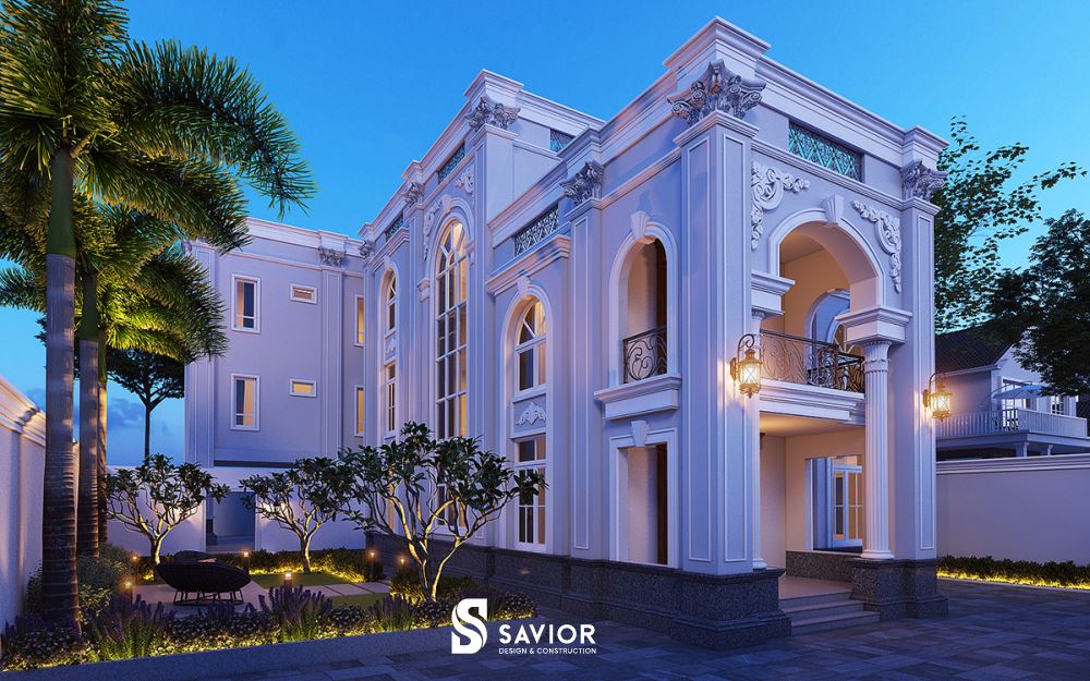 Vẻ đẹp bề thế, nguy nga của biệt thự 2 tầng kiểu Pháp cổ điển