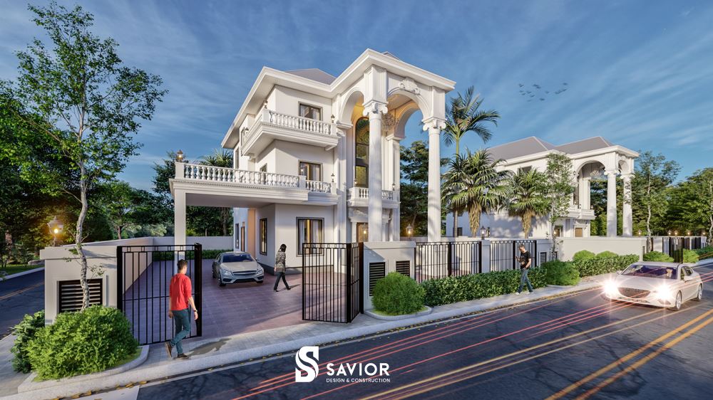 Thiết kế biệt thự tân cổ điển sang trọng cho mẫu biệt thự 100m2 3 tầng