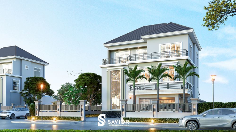 Những gam màu đơn sắc nhẹ nhàng được sử dụng trong biệt thự hiện đại