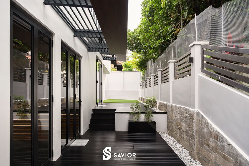 Ngoại thất căn biệt thự bố trí gọn gàng, sạch đẹp