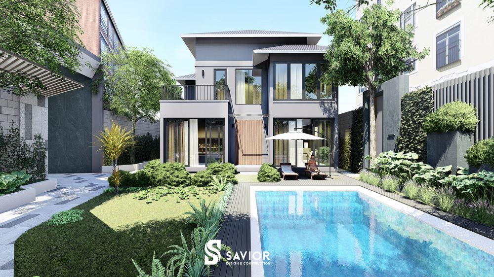 Mẫu biệt thự sân vườn mái Thái 2 tầng được ưa chuộng