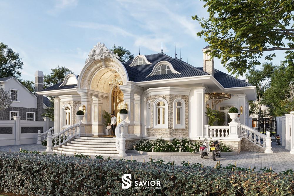 Mẫu biệt thự tân cổ điển nhà vườn mái Thái