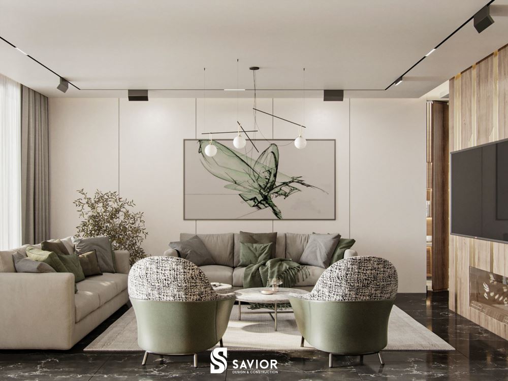 10+ Mẫu thiết kế nội thất biệt thự hiện đại, sang trọng 3 Thiết kế nội thất biệt thự hiện đại với các tông màu tự nhiên, đơn sắc