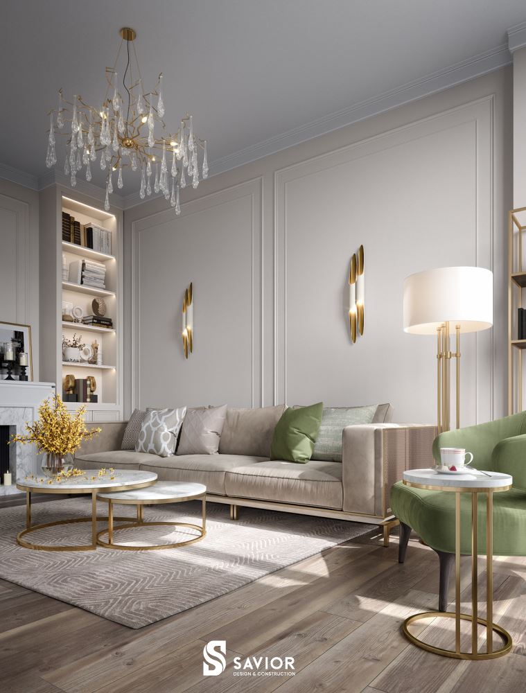 Thiết kế nội thất biệt thự tân cổ điển sang trọng và đẳng cấp 13 Tông màu pastel nhẹ nhàng giúp không gian thêm chan hòa