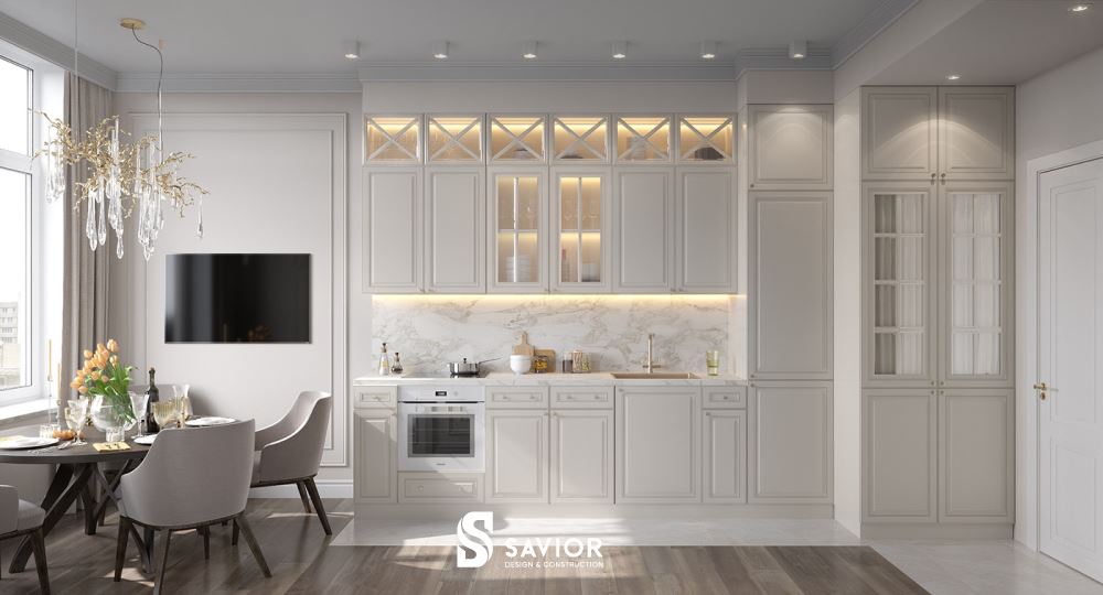 Thiết kế nội thất biệt thự tân cổ điển sang trọng và đẳng cấp 17 Nội thất nhà bếp tiện nghi, thuận tiện