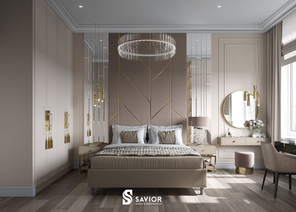 Thiết kế nội thất biệt thự tân cổ điển sang trọng và đẳng cấp 19 Nội thất phòng ngủ tân cổ điển thoải mái, ấm cúng