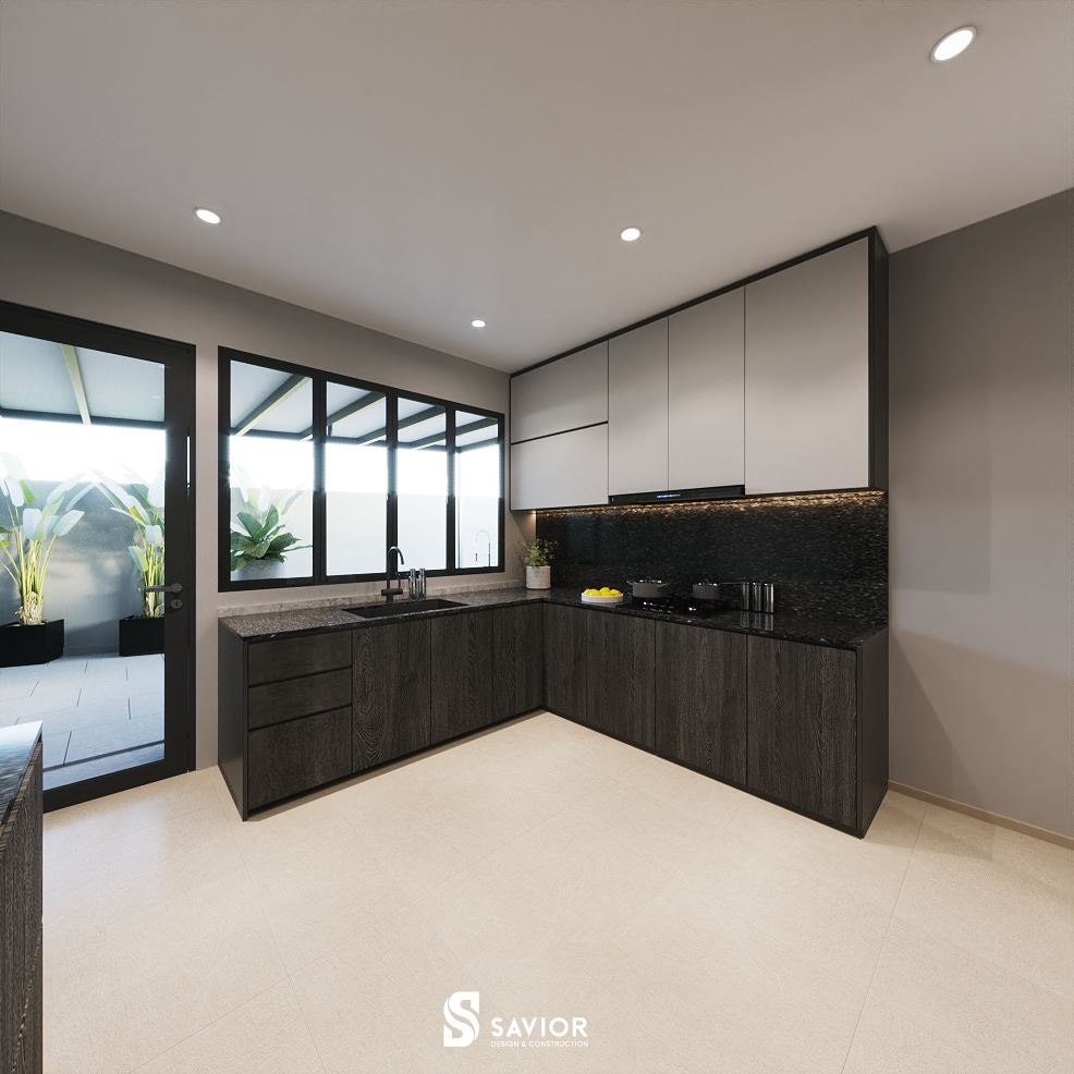 Khu vực bếp nấu được đặt ô cửa sổ lớn thông thoáng bên cạnh