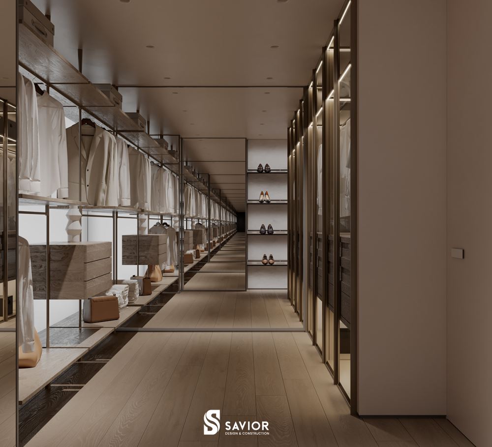 Khu vực phòng thay đồ rộng rãi hơn nhờ sử dụng những tấm gương