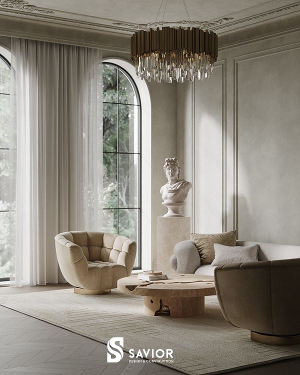 Mẫu thiết kế nội thất nhà liền kề đẹp tân cổ điển 