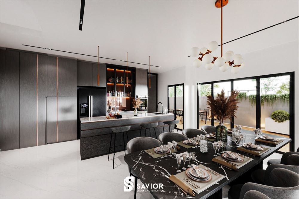 Không gian nhà bếp thông thoáng, hiện đại và tiện nghi