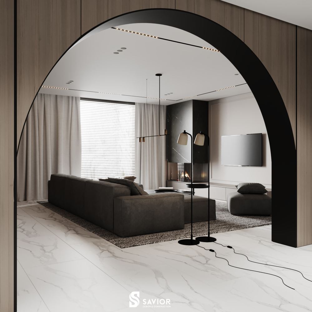 Các đường cong tròn làm cân bằng lại không gian tự nhiên