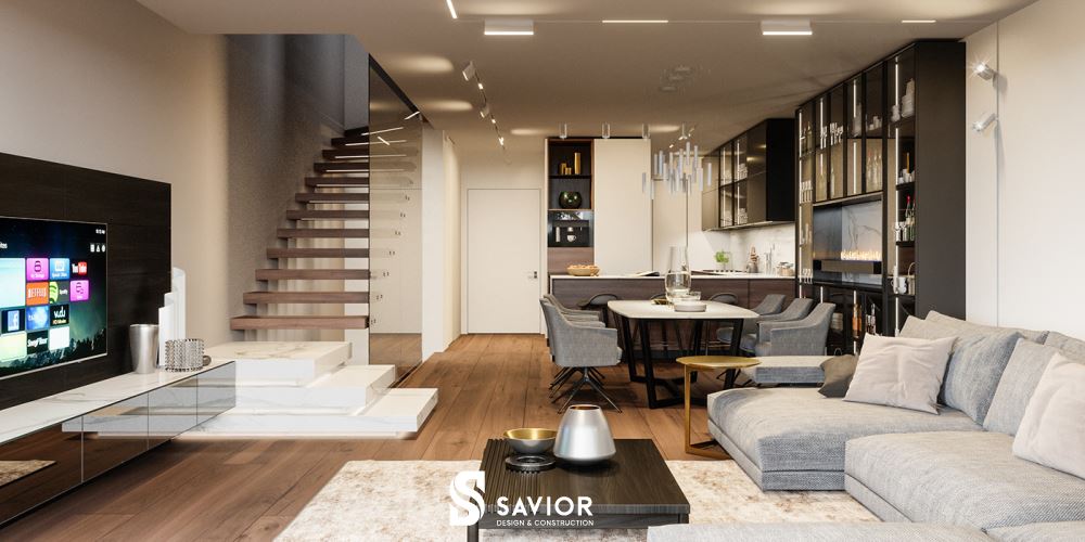 Mẫu thiết kế nội thất nhà phố 3 tầng hiện đại, sang trọng