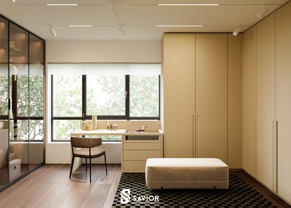 Phòng trang điểm được đặt ngay bên cạnh phòng ngủ Master