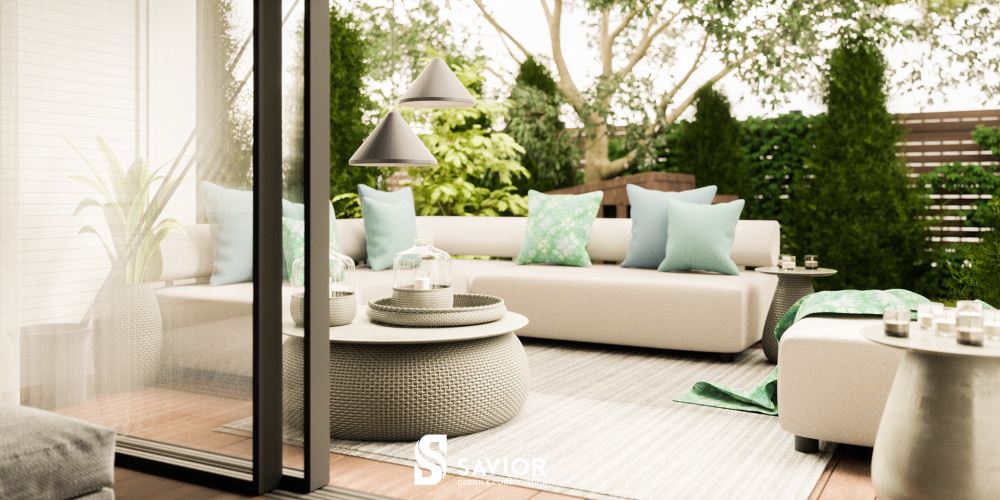 Một góc thư giãn nhỏ bên cạnh hiên nhà