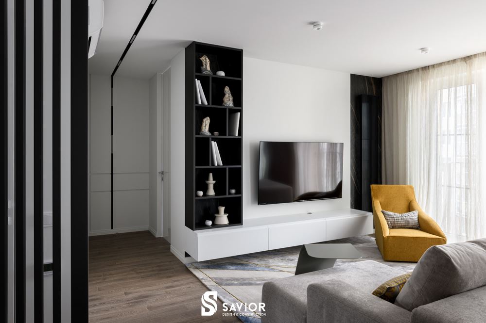 Bố trí phòng khách đơn giản, thông thoáng