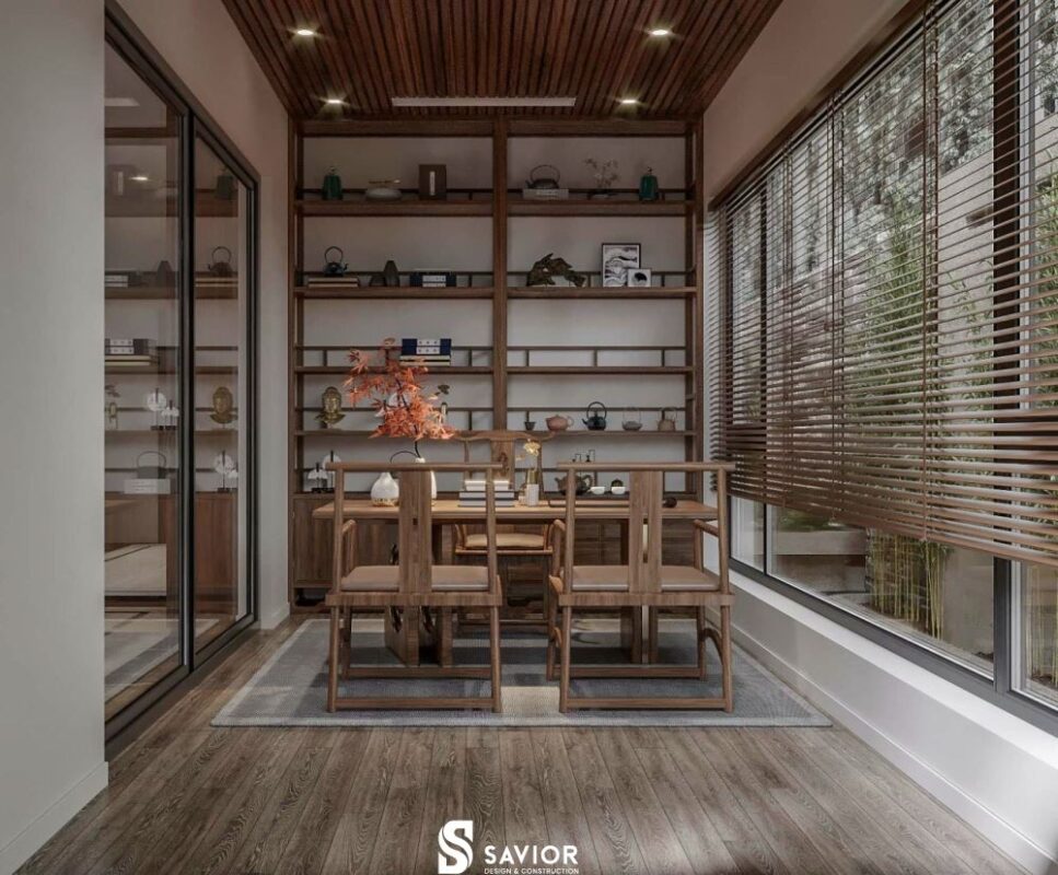 4 mẫu biệt thự gỗ óc chó SANG TRỌNG xứng đáng tham khảo nhất 29 Một góc nhẹ nhàng bình yên, giải tỏa căng thẳng hiệu quả