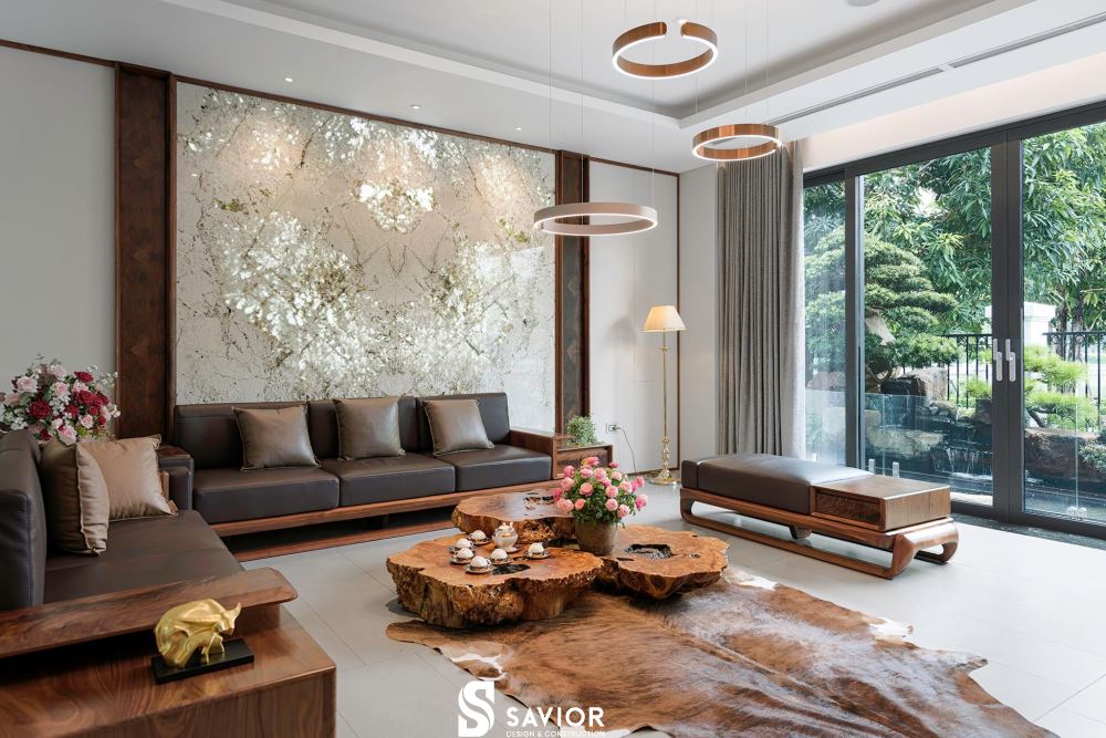 4 mẫu biệt thự gỗ óc chó SANG TRỌNG xứng đáng tham khảo nhất 33 Bàn trà gỗ nu óc chó đặc biệt độc đáo