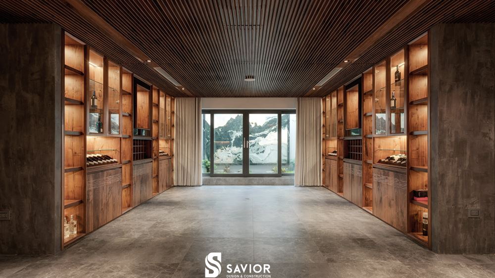 4 mẫu biệt thự gỗ óc chó SANG TRỌNG xứng đáng tham khảo nhất 42 Phòng rượu thỏa mãn đam mê sưu tầm rượu quý của gia chủ