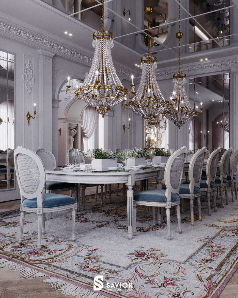 Phòng ăn "hoàng gia" đầy choáng ngợp với những chi tiết ấn tượng