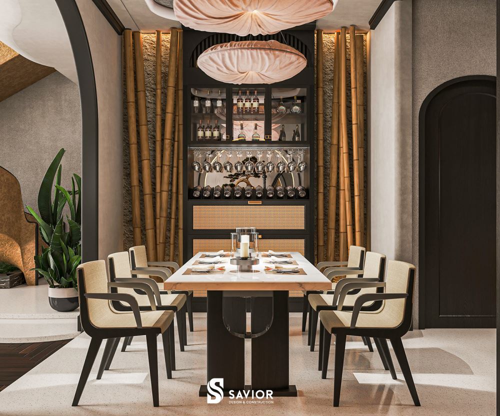 Top 5 mẫu nội thất phong cách Indochine đậm chất truyền thống 20 Không gian phòng ăn ấm cúng, sang trọng