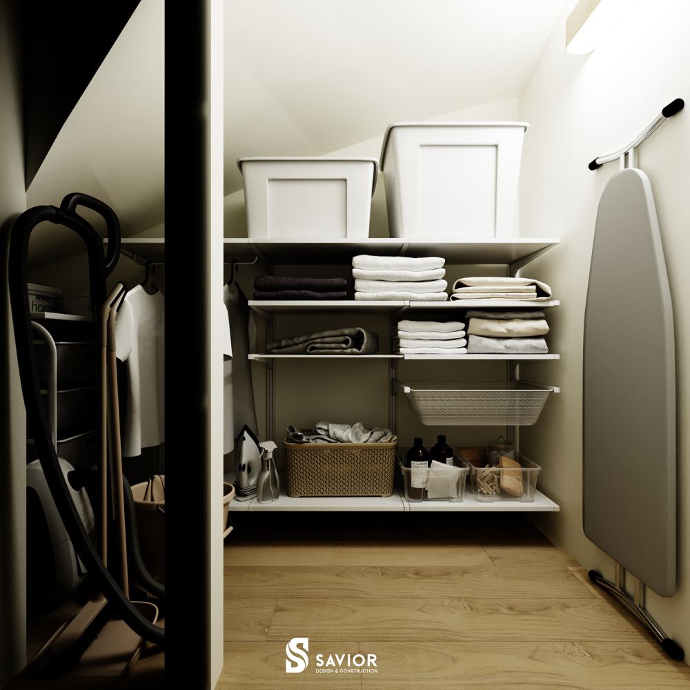 Phòng giặt được tận dụng không gian tối đa