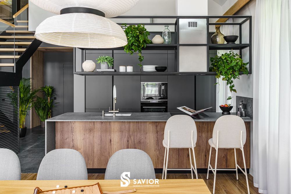 Khu vực bếp mở của căn liền kề