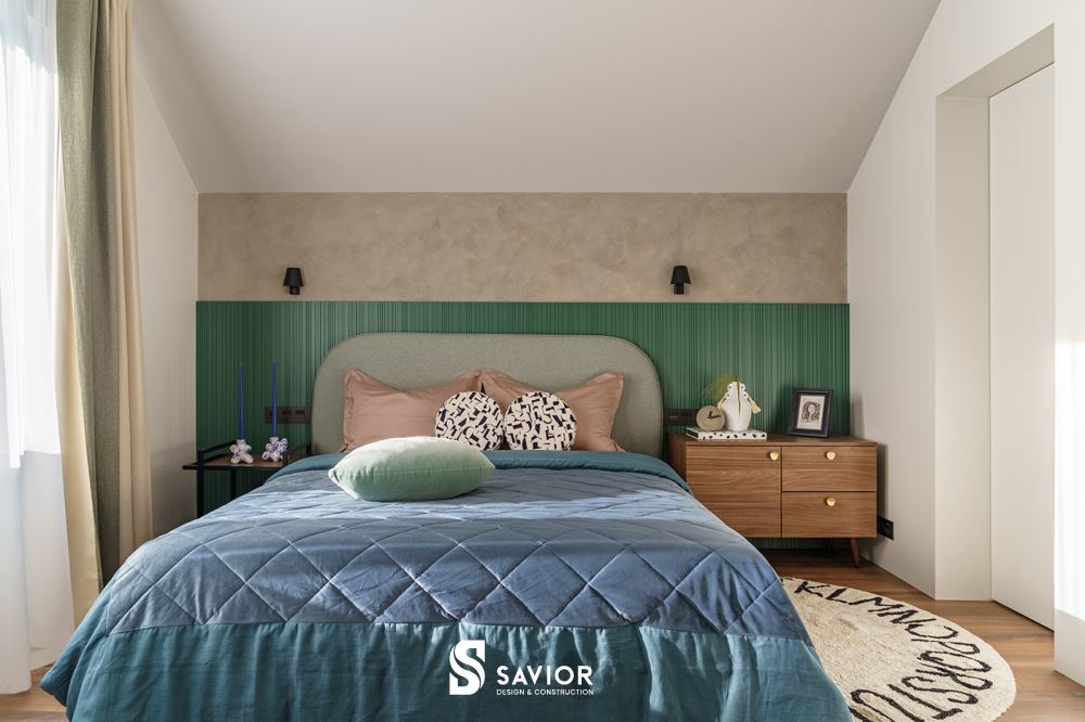 Phòng ngủ phụ với tông màu nổi bật