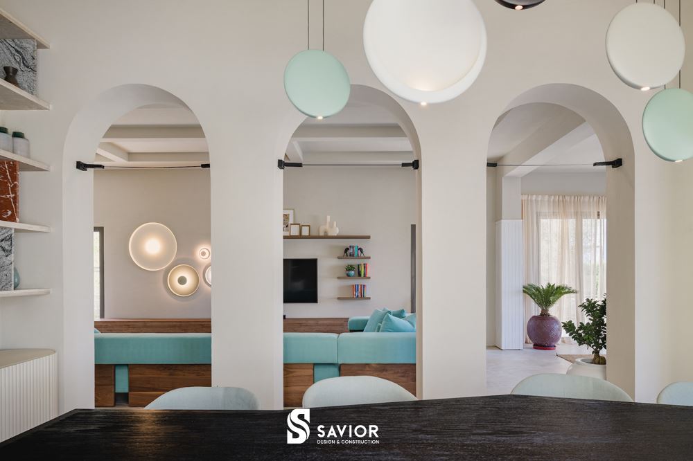 Chi tiết mái vòm giúp làm không gian thêm mềm mại hơn