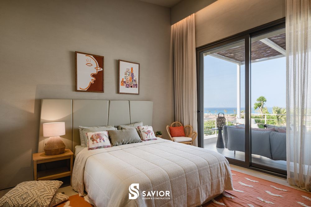 Không gian phòng ngủ thiết kế nhẹ nhàng, ấm cúng và tiện nghi