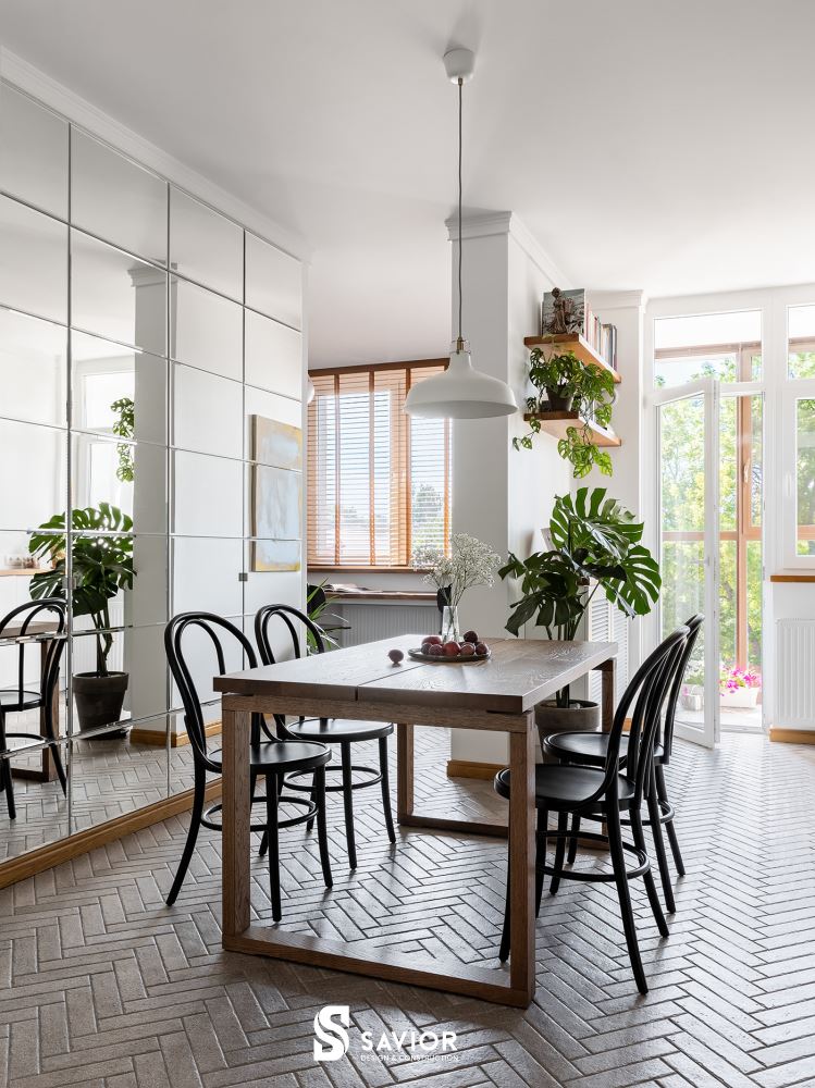 Mật độ cây xanh vừa phải, hợp lý trong nội thất phong cách thiết kế Scandinavian