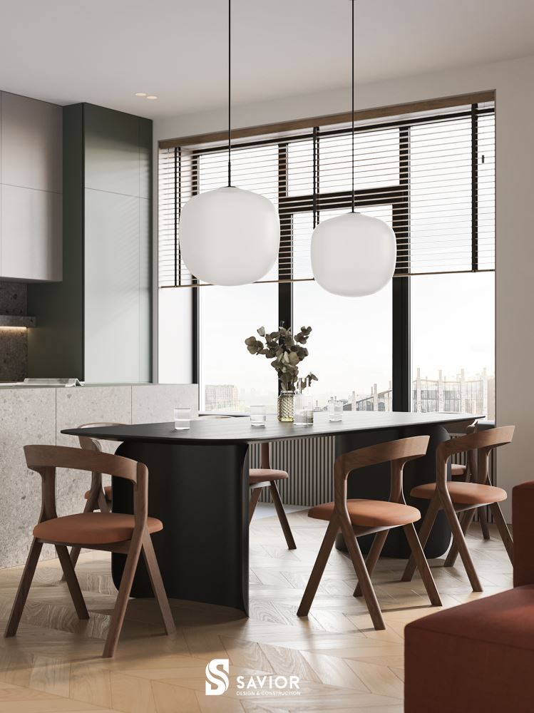 Ô cửa sổ lớn bên cạnh phòng bếp, tránh trường hợp ẩm mốc, ám mùi