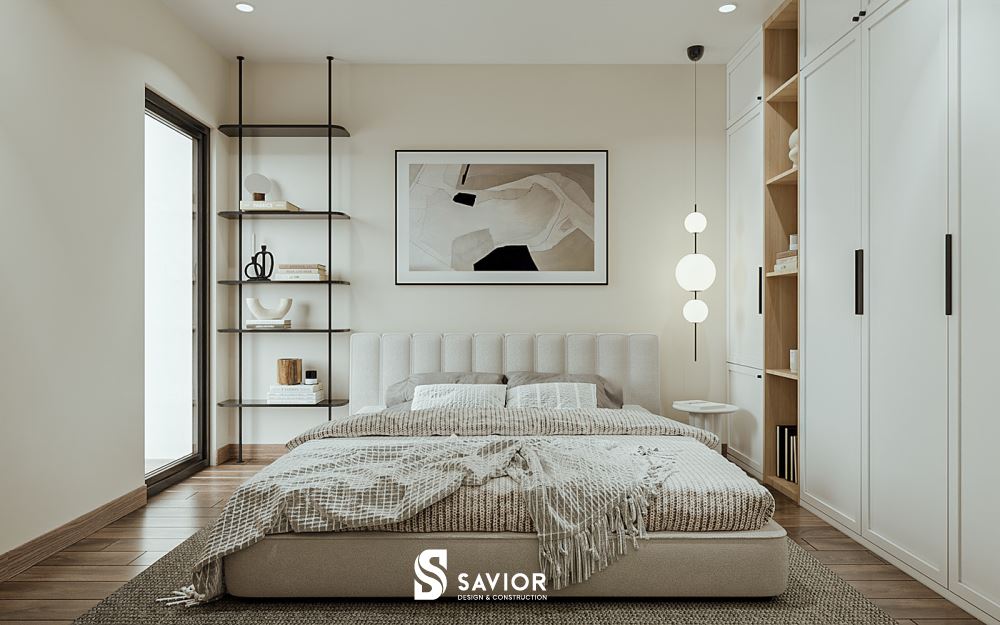 Tông màu trang nhã được sử dụng cho phòng ngủ