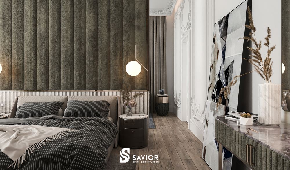 Tông màu xám - trắng làm chủ đạo, mang đến không gian nghỉ ngơi thư thái nhất