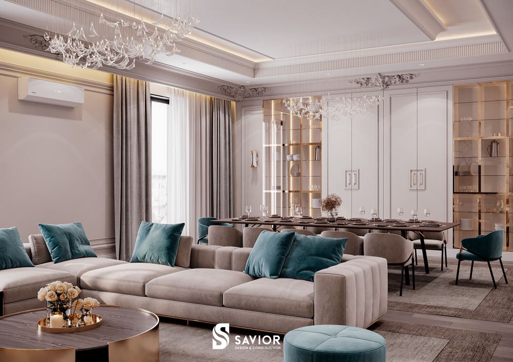 Màu sắc nhã nhặn, trang nhã được sử dụng trong nội thất tân cổ điển