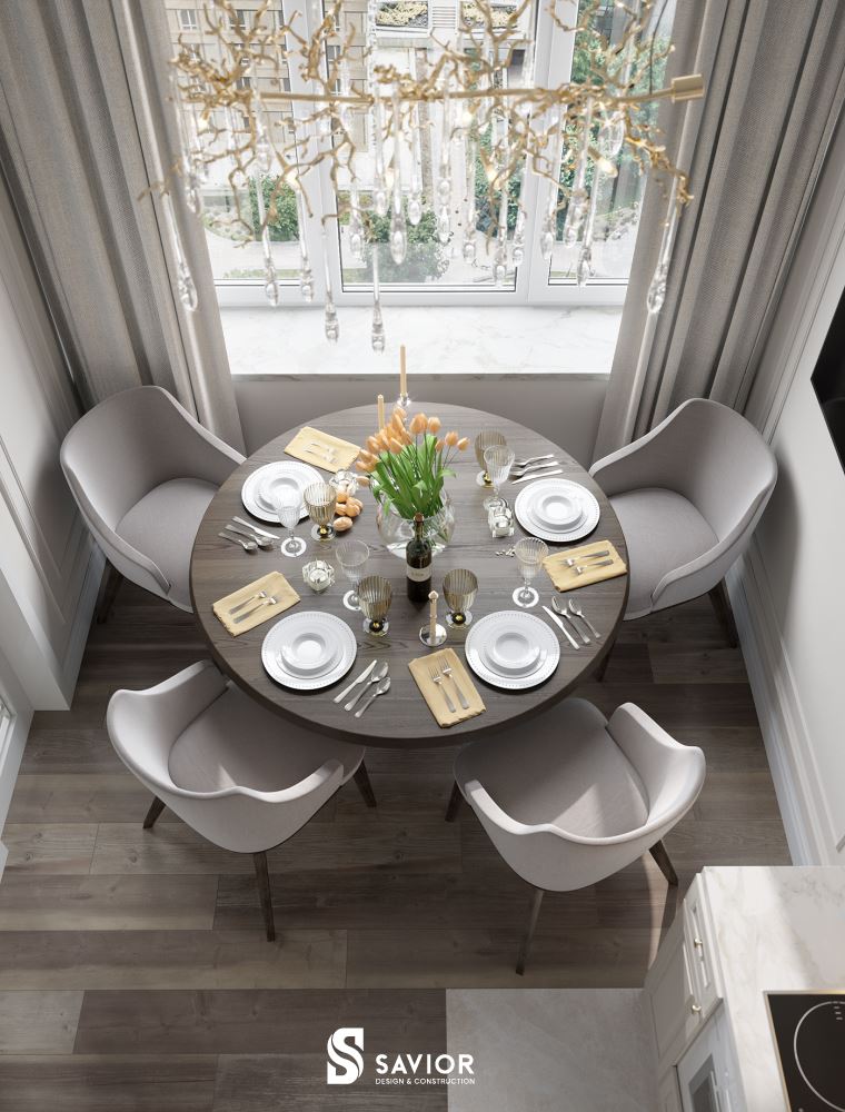 Bàn ăn tròn tạo cảm giác ấm cúng hơn