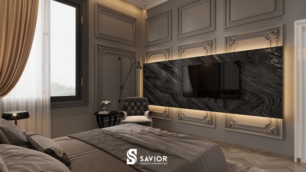 Kệ tivi ấn tượng với chất liệu đá marble