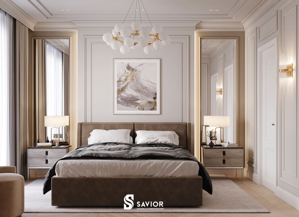 Sử dụng gương để tăng tính đối xứng trong phong cách tân cổ điển