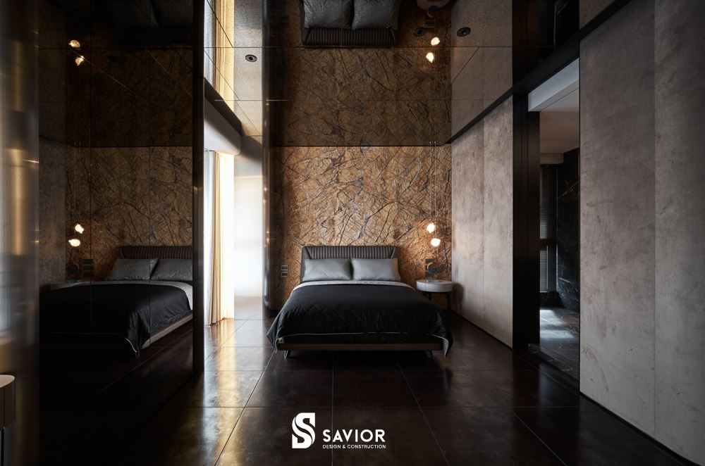 Phòng ngủ phụ ấn tượng, huyền bí cũng tông màu đen tuyền