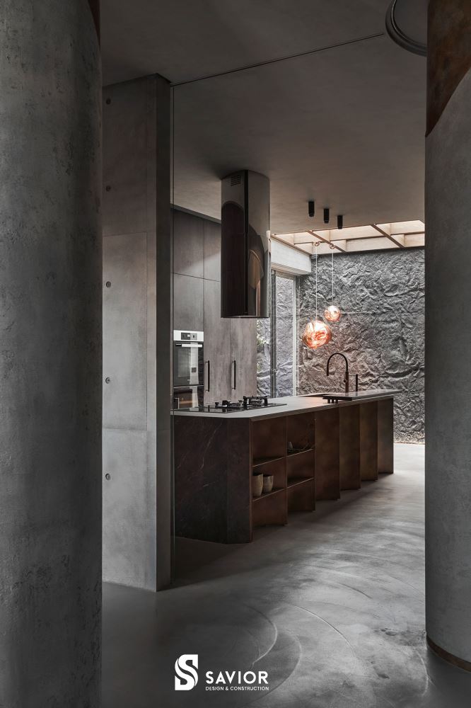 Không gian nhà bếp mở thoáng đãng