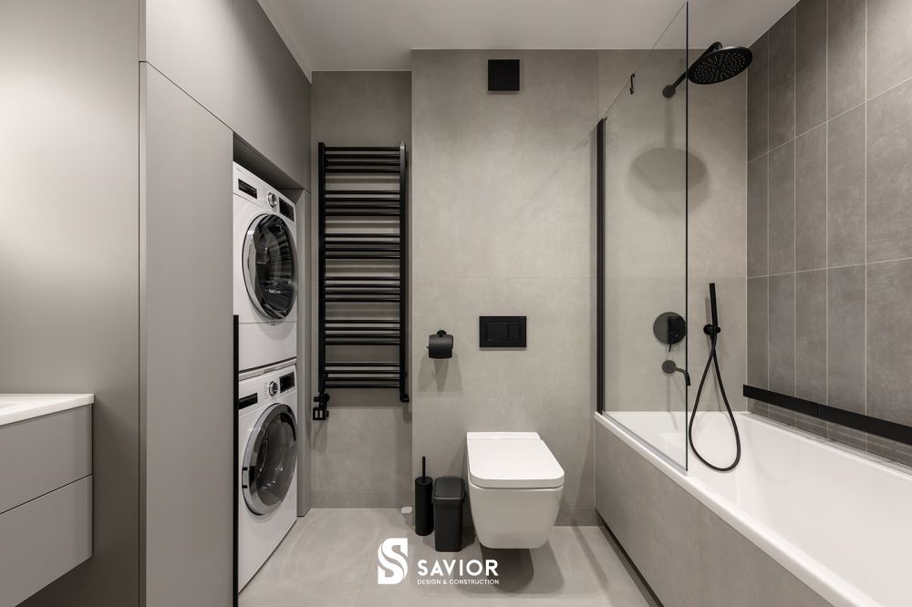 Khu vực nhà tắm kết hợp với phòng giặt tiện ích